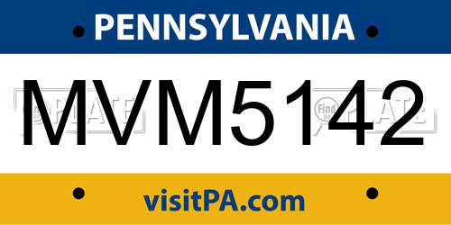MVM5142 Pennsylvania License Plate