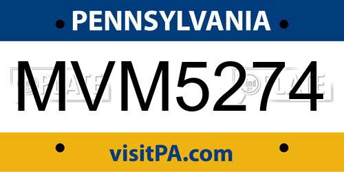 MVM5274 Pennsylvania License Plate