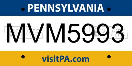 MVM5993 Pennsylvania License Plate