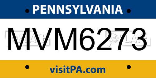 MVM6273 Pennsylvania License Plate