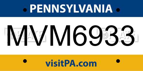 MVM6933 Pennsylvania License Plate