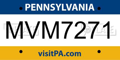 MVM7271 Pennsylvania License Plate