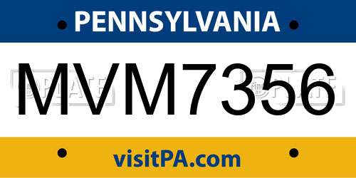 MVM7356 Pennsylvania License Plate