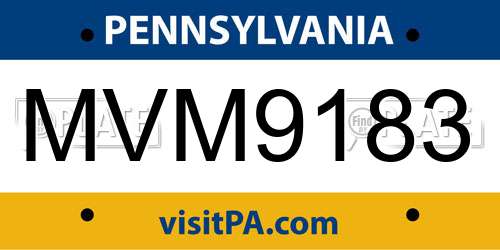 MVM9183 Pennsylvania License Plate