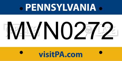 MVN0272 Pennsylvania License Plate