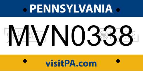 MVN0338 Pennsylvania License Plate