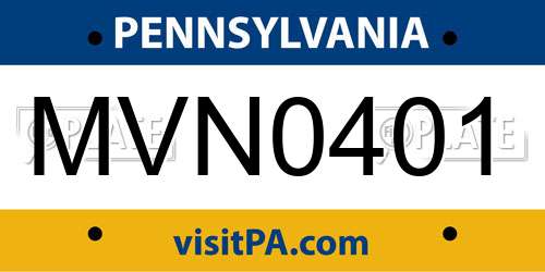MVN0401 Pennsylvania License Plate