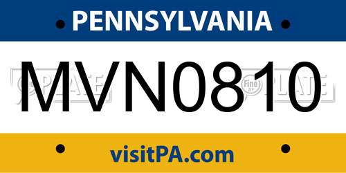 MVN0810 Pennsylvania License Plate
