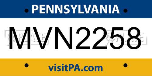 MVN2258 Pennsylvania License Plate