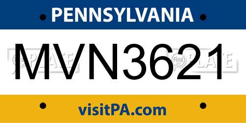 MVN3621 Pennsylvania License Plate