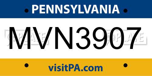 MVN3907 Pennsylvania License Plate