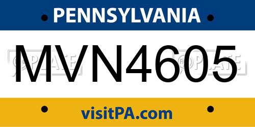 MVN4605 Pennsylvania License Plate