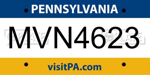 MVN4623 Pennsylvania License Plate