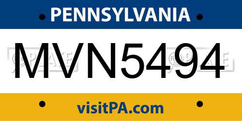 MVN5494 Pennsylvania License Plate