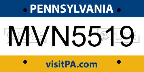 MVN5519 Pennsylvania License Plate
