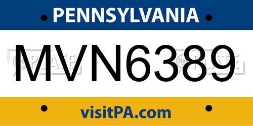 MVN6389 Pennsylvania License Plate