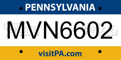 MVN6602 Pennsylvania License Plate