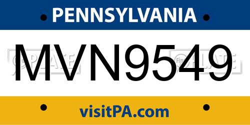MVN9549 Pennsylvania License Plate