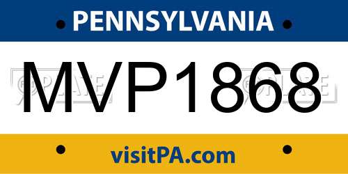 MVP1868 Pennsylvania License Plate