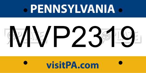 MVP2319 Pennsylvania License Plate