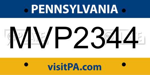 MVP2344 Pennsylvania License Plate