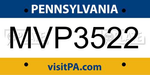 MVP3522 Pennsylvania License Plate