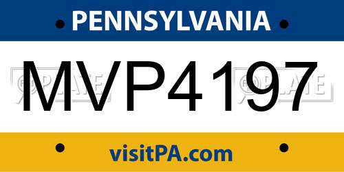 MVP4197 Pennsylvania License Plate