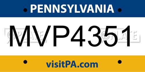 MVP4351 Pennsylvania License Plate