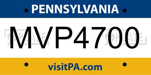 MVP4700 Pennsylvania License Plate