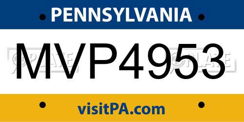 MVP4953 Pennsylvania License Plate