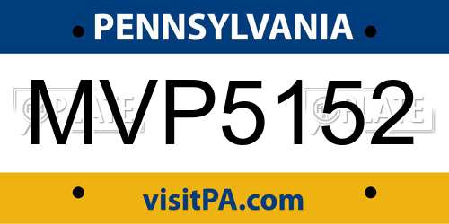 MVP5152 Pennsylvania License Plate