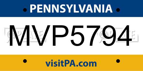 MVP5794 Pennsylvania License Plate
