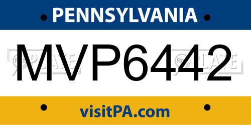 MVP6442 Pennsylvania License Plate