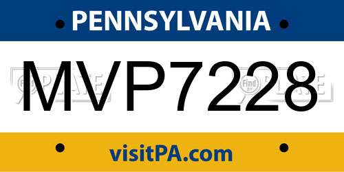 MVP7228 Pennsylvania License Plate