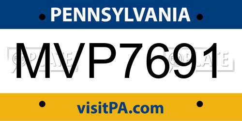 MVP7691 Pennsylvania License Plate