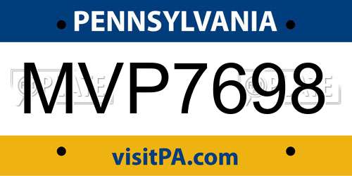 MVP7698 Pennsylvania License Plate