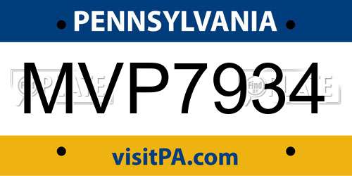 MVP7934 Pennsylvania License Plate