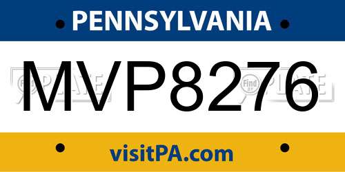 MVP8276 Pennsylvania License Plate