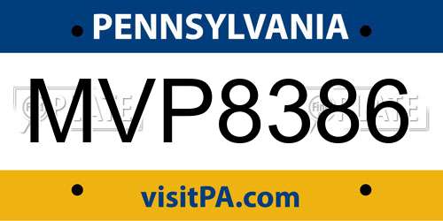 MVP8386 Pennsylvania License Plate