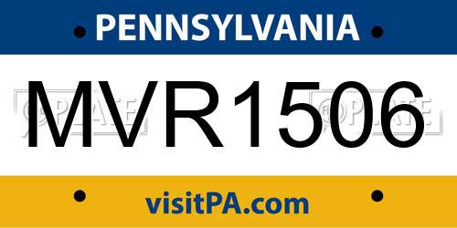 MVR1506 Pennsylvania License Plate