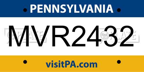MVR2432 Pennsylvania License Plate