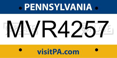 MVR4257 Pennsylvania License Plate