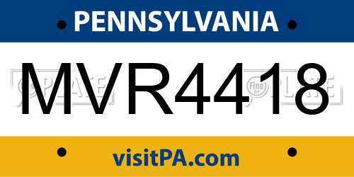 MVR4418 Pennsylvania License Plate