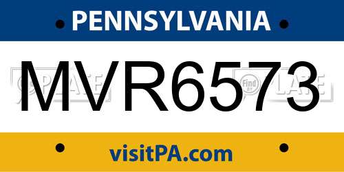 MVR6573 Pennsylvania License Plate