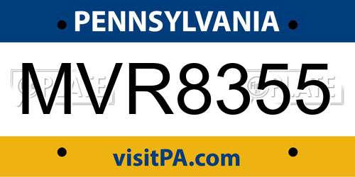 MVR8355 Pennsylvania License Plate
