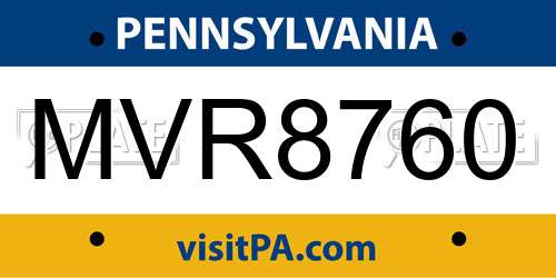 MVR8760 Pennsylvania License Plate
