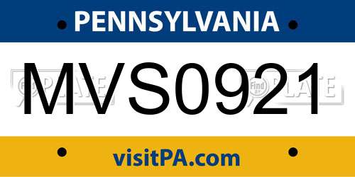 MVS0921 Pennsylvania License Plate