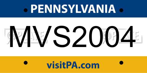 MVS2004 Pennsylvania License Plate