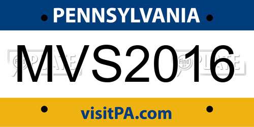 MVS2016 Pennsylvania License Plate