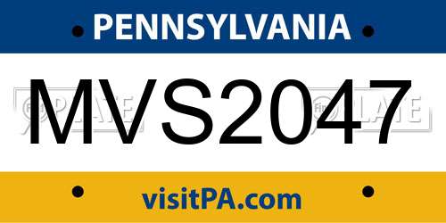 MVS2047 Pennsylvania License Plate